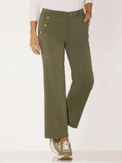 Stretch-Hose mit goldfarbenen Schmuckknöpfen