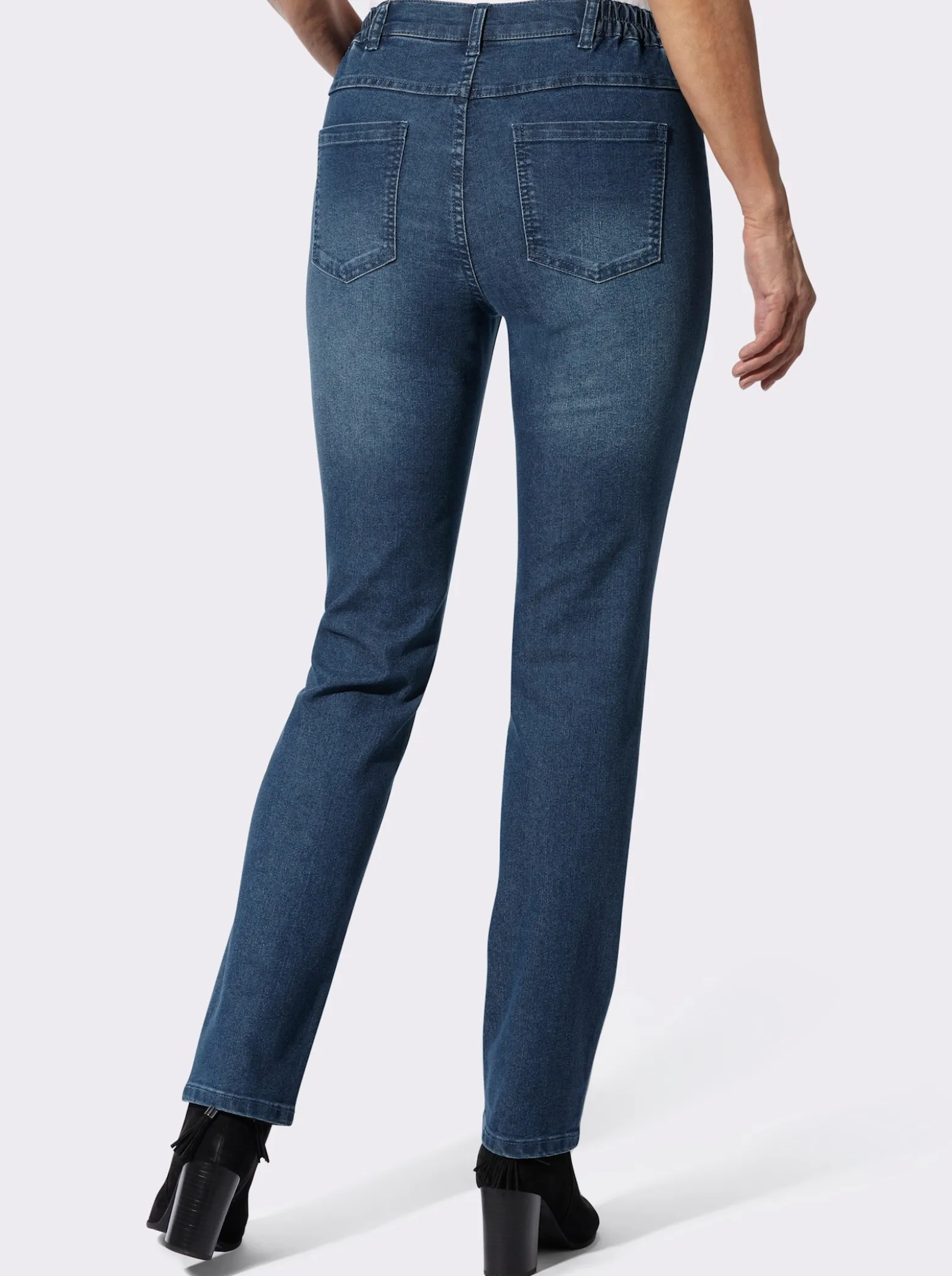 Stretch-Jeans mit ton-in-ton-farbener Stickerei