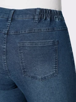 Stretch-Jeans mit ton-in-ton-farbener Stickerei