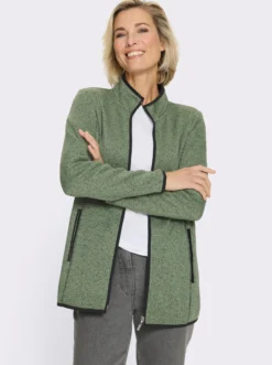 Strickfleecejacke mit elastischen Paspel-Abschlüssen
