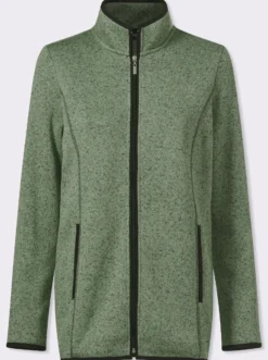 Strickfleecejacke mit elastischen Paspel-Abschlüssen