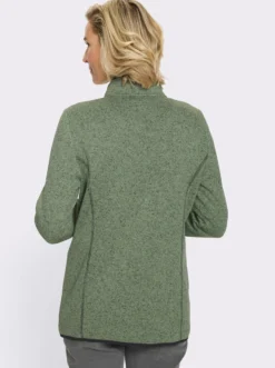 Strickfleecejacke mit elastischen Paspel-Abschlüssen