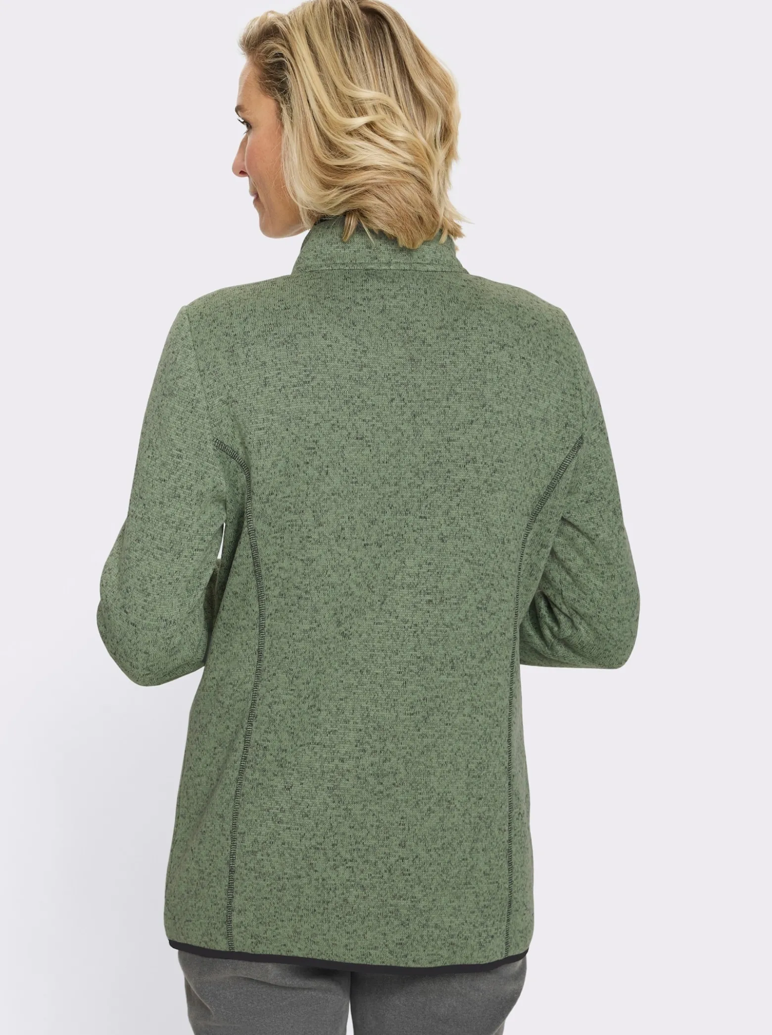 Strickfleecejacke mit elastischen Paspel-Abschlüssen