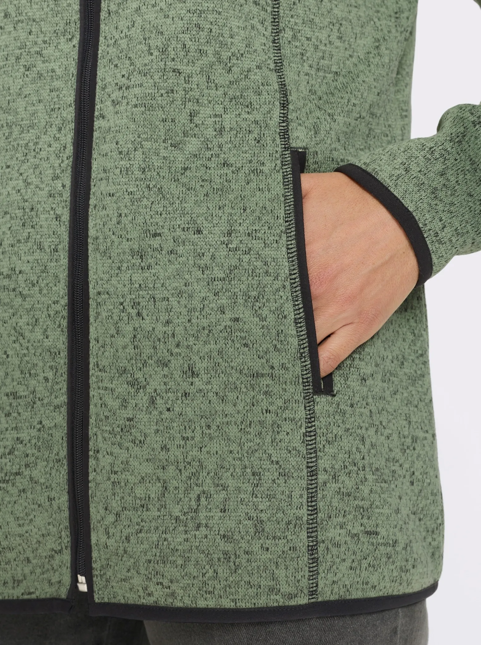 Strickfleecejacke mit elastischen Paspel-Abschlüssen