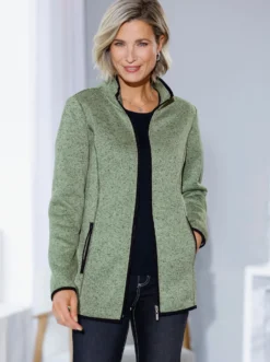 Strickfleecejacke mit elastischen Paspel-Abschlüssen
