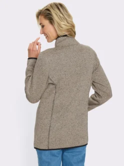 Strickfleecejacke mit elastischen Paspel-Abschlüssen