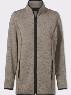 Strickfleecejacke mit elastischen Paspel-Abschlüssen