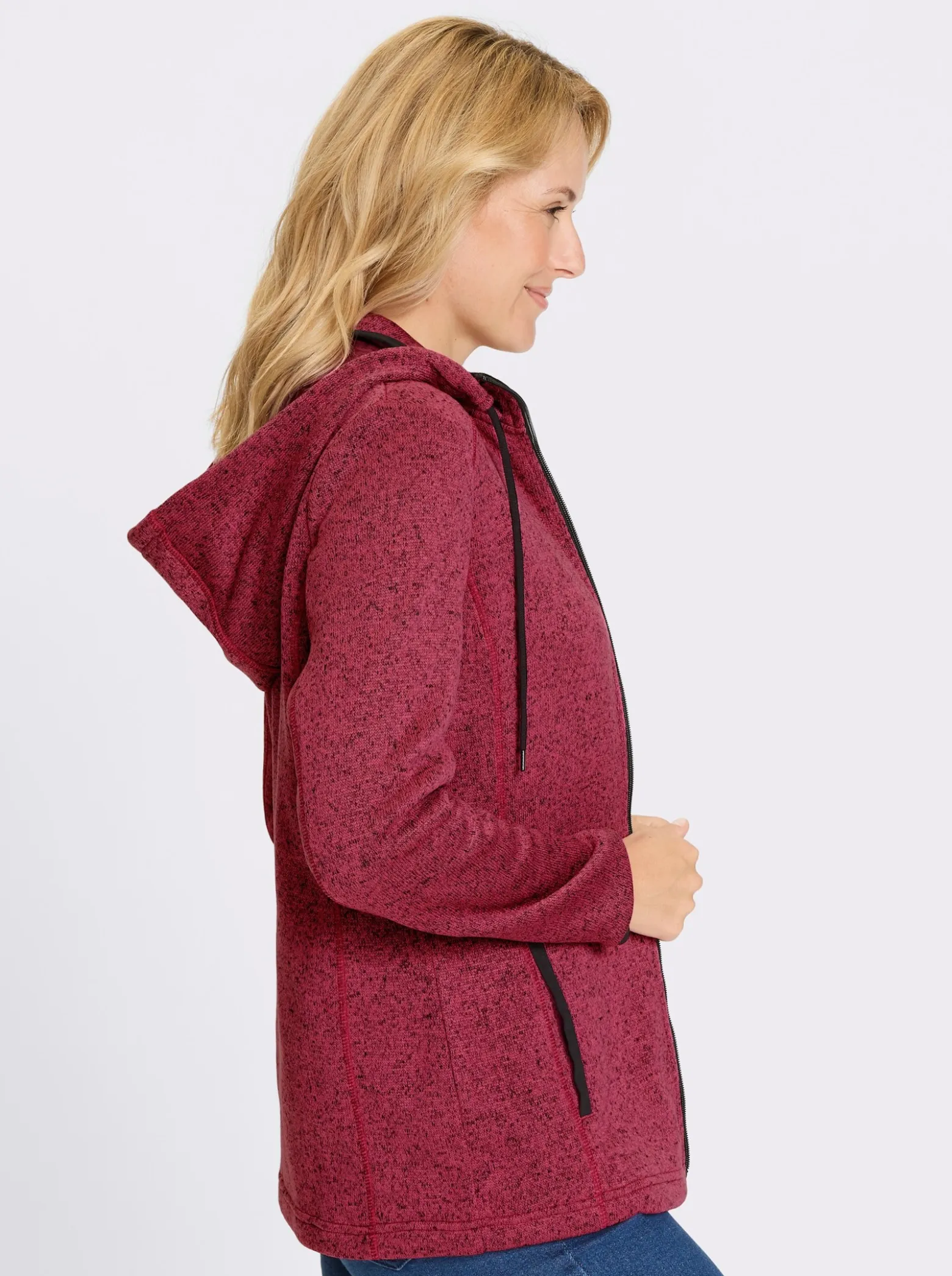 Strickfleecejacke mit Kapuze
