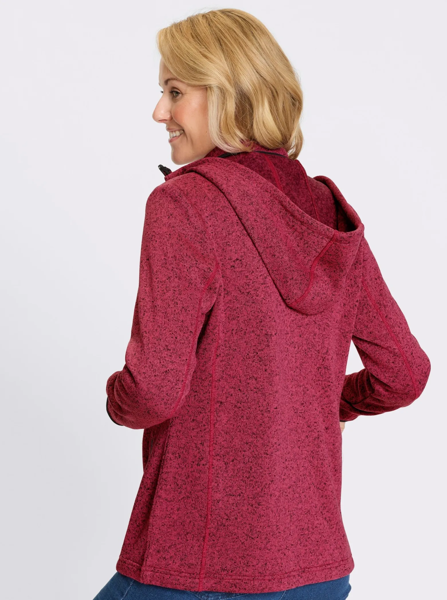 Strickfleecejacke mit Kapuze