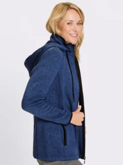 Strickfleecejacke mit Kapuze