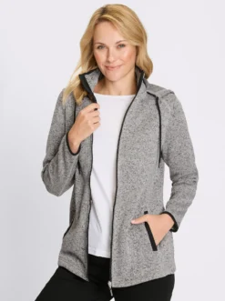 Strickfleecejacke mit Kapuze