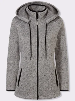 Strickfleecejacke mit Kapuze