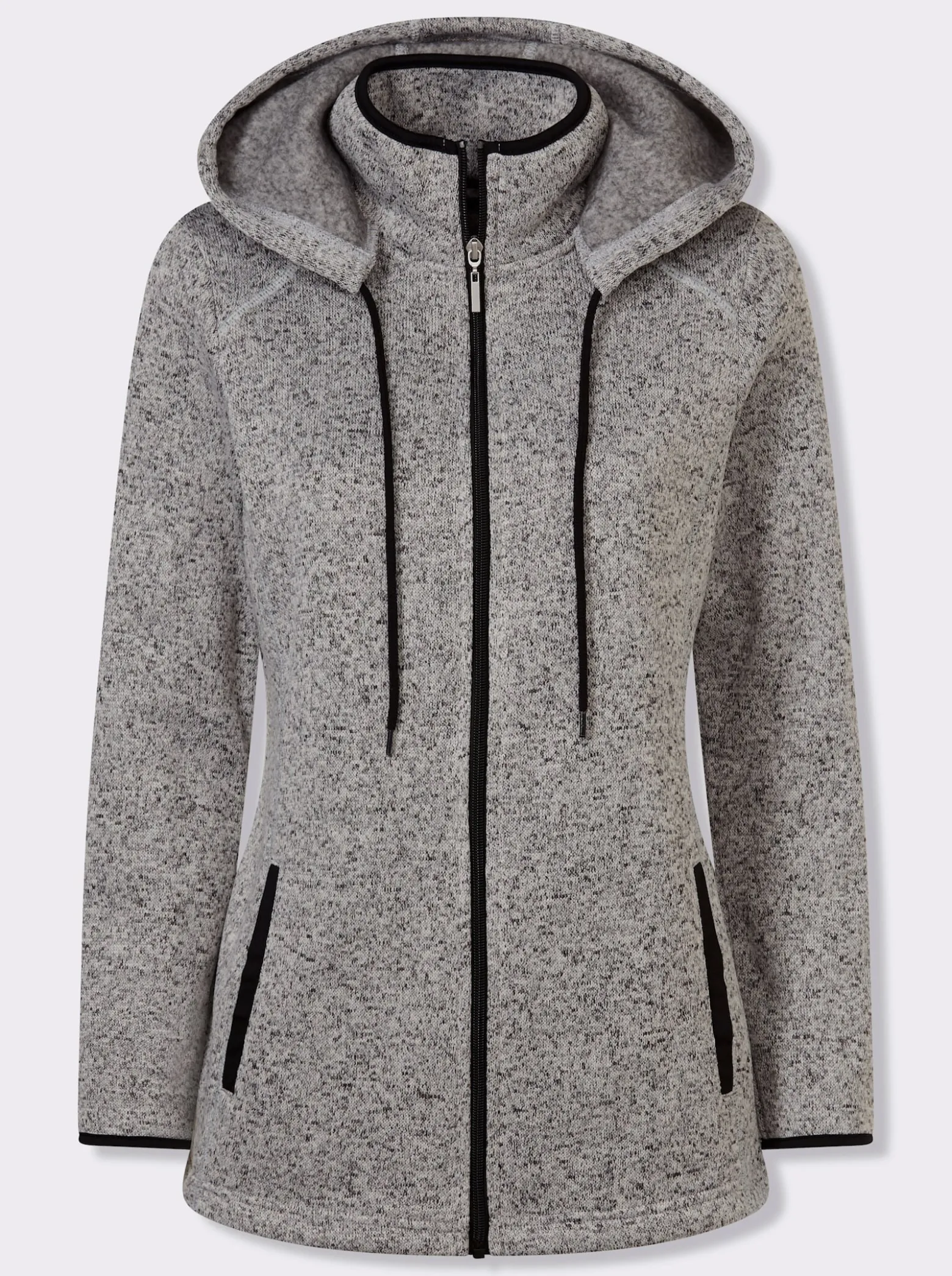 Strickfleecejacke mit Kapuze