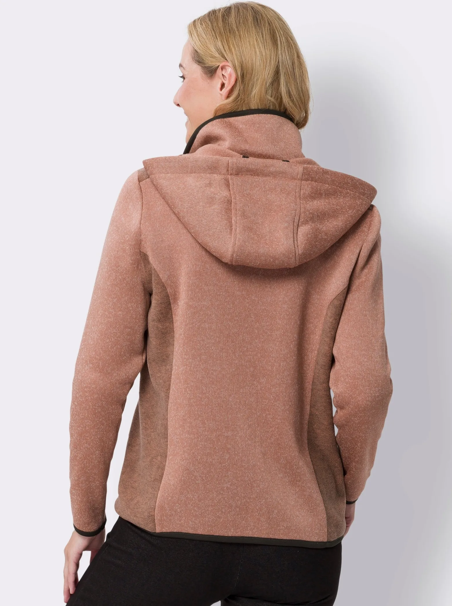 Strickfleecejacke mit Kapuze