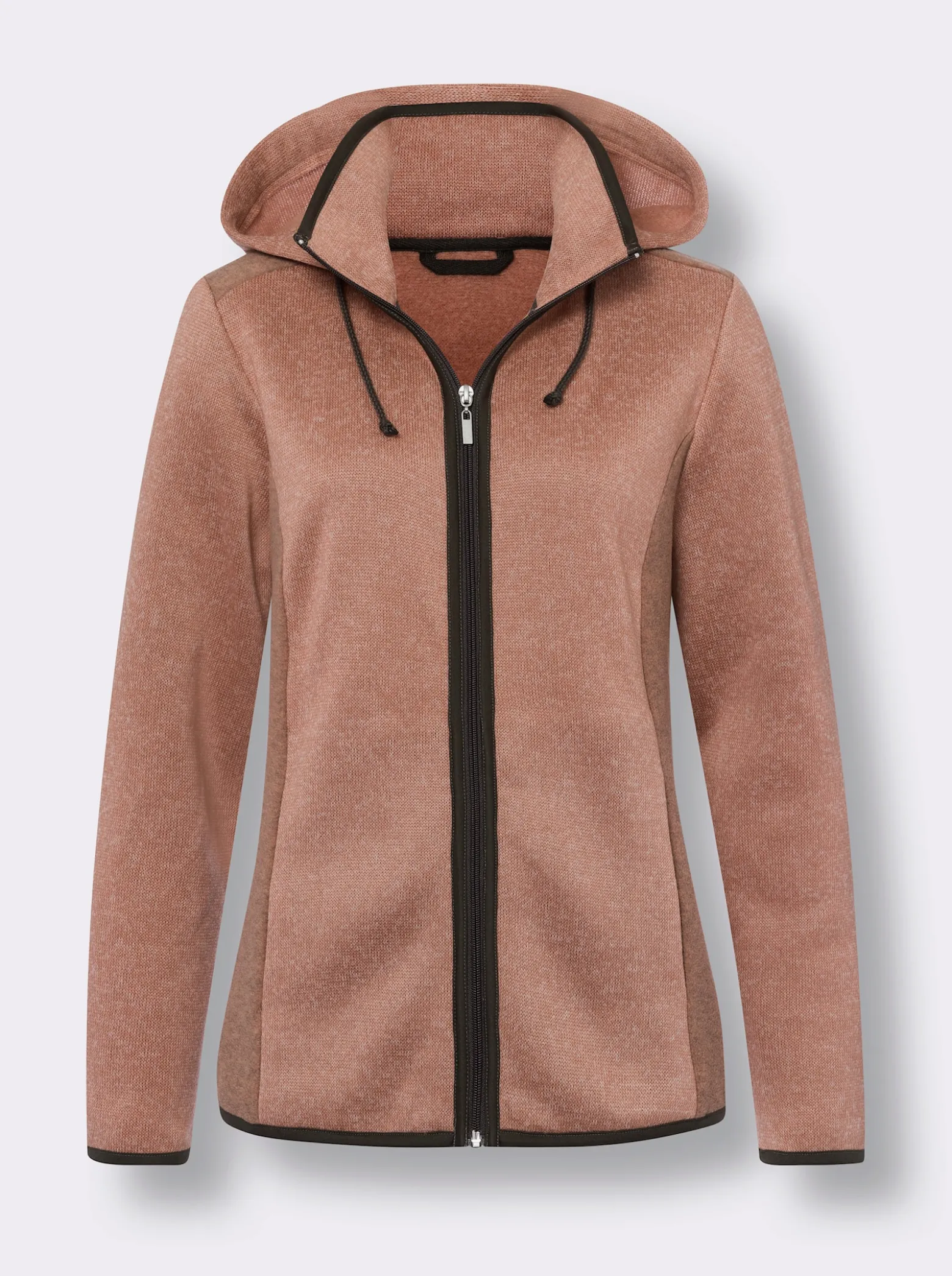 Strickfleecejacke mit Kapuze
