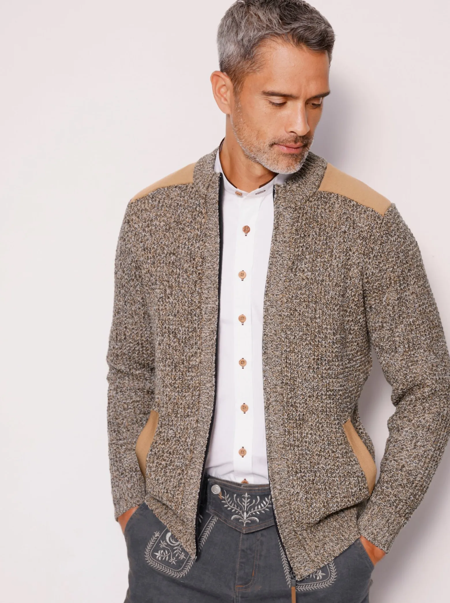 Strickjacke aus Melange-Strick