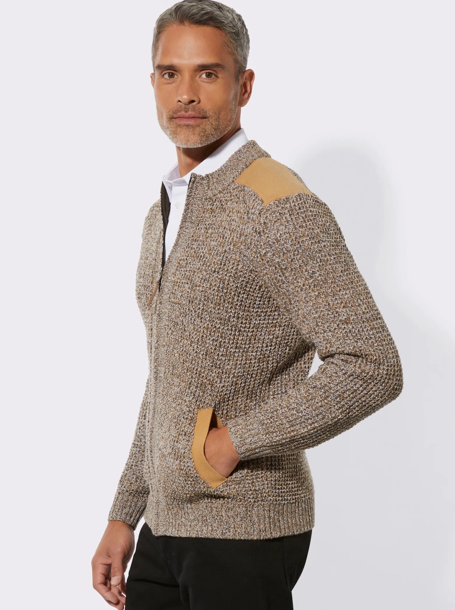 Strickjacke aus Melange-Strick