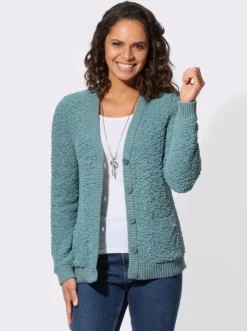 Strickjacke aus Popcorn-Garn