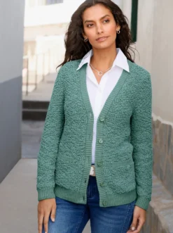 Strickjacke aus Popcorn-Garn