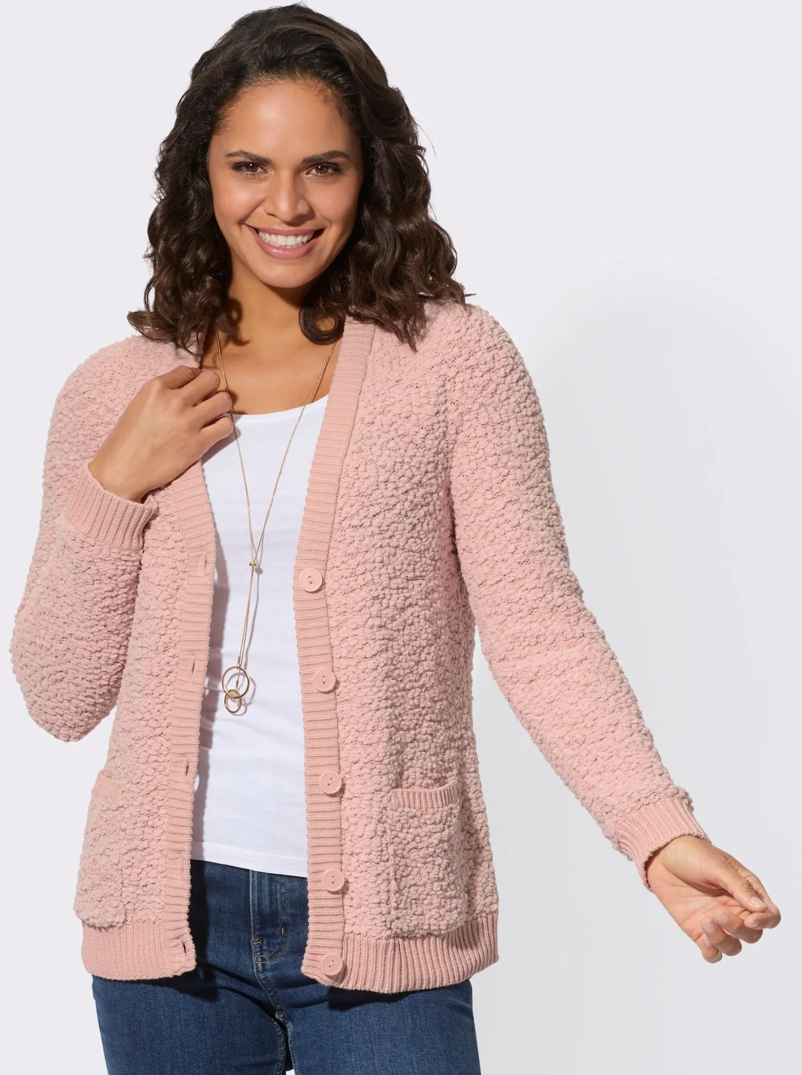 Strickjacke aus Popcorn-Garn