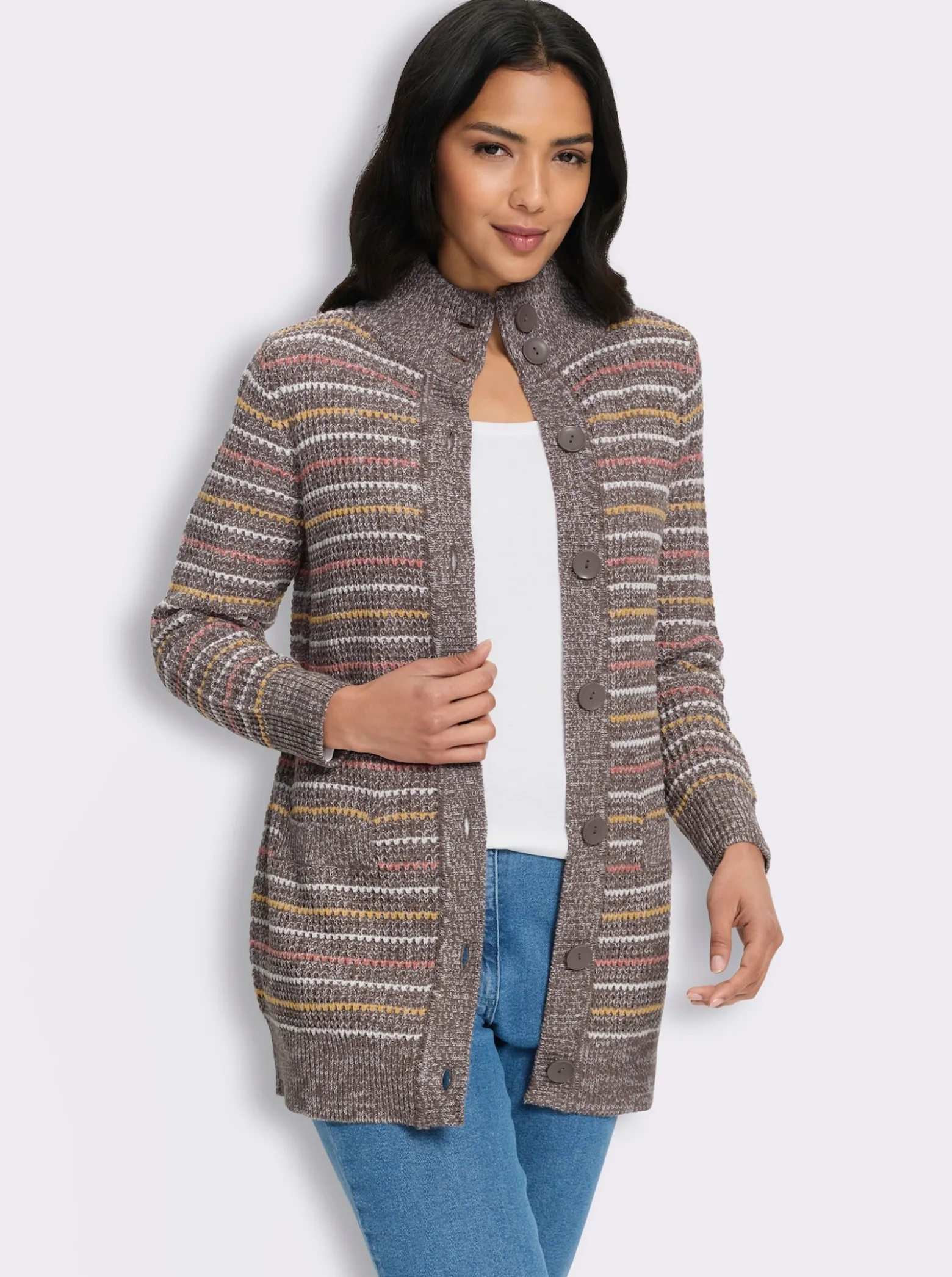 Strickjacke im Streifenmuster