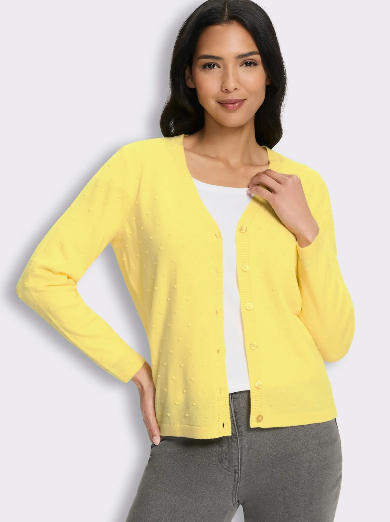 Strickjacke in 3D-Tupfen-Optik