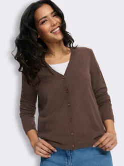 Strickjacke in 3D-Tupfen-Optik