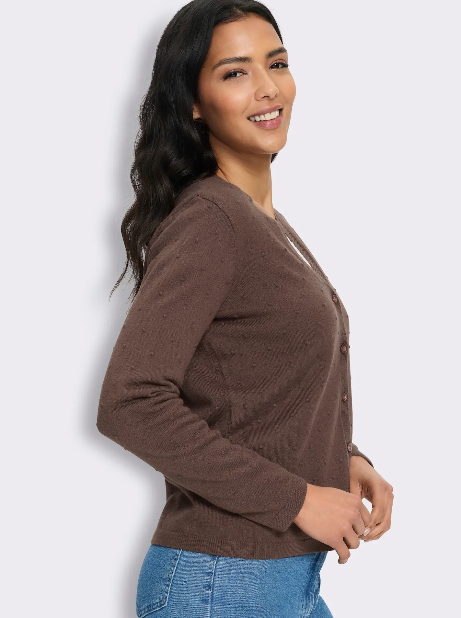 Strickjacke in 3D-Tupfen-Optik