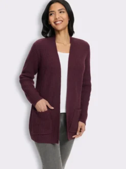 Strickjacke in gerippter Grobstrick-Optik