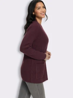 Strickjacke in gerippter Grobstrick-Optik