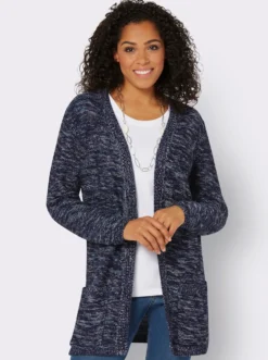 Strickjacke in Longform, meliert