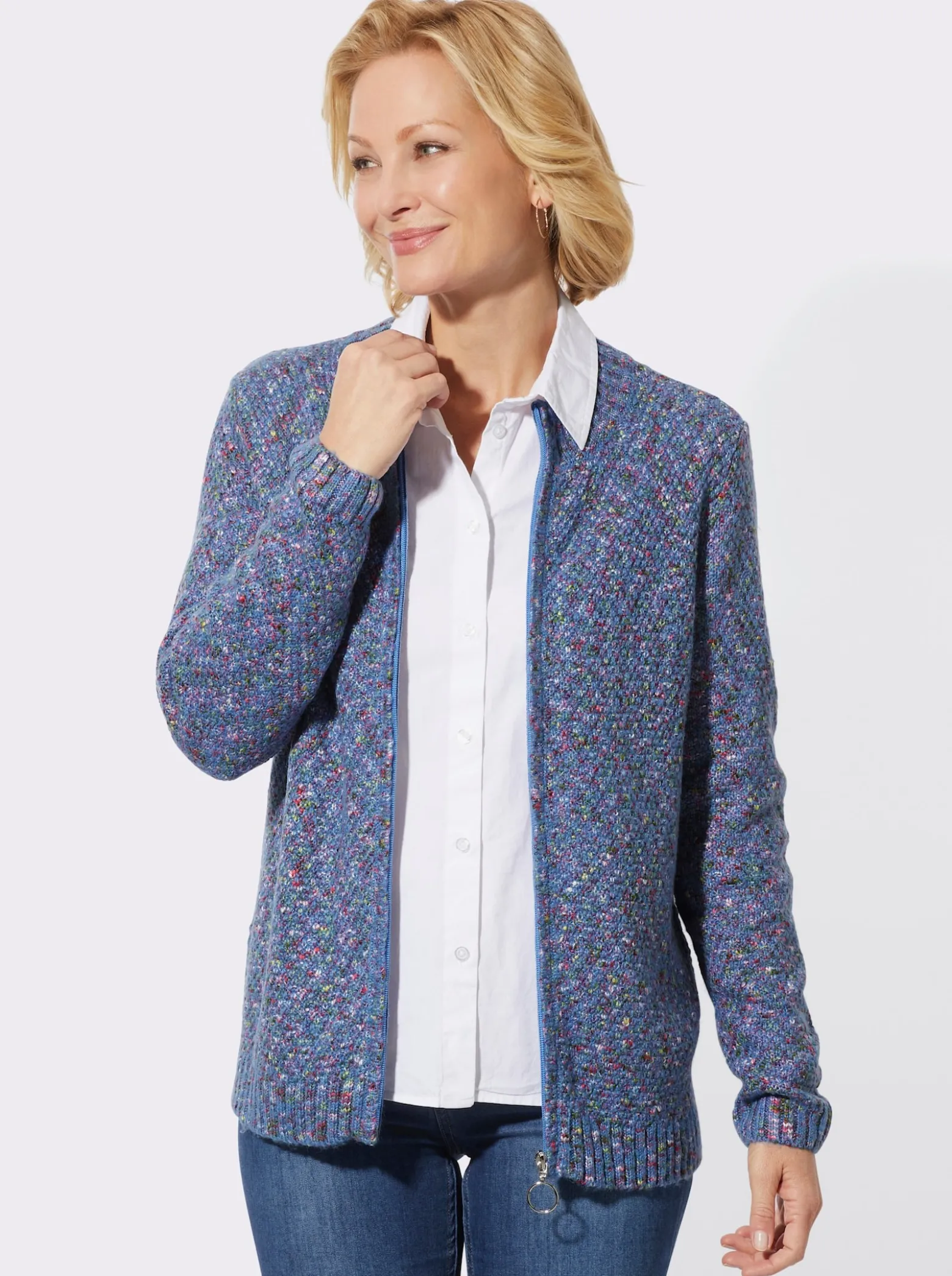Strickjacke in Melange-Qualität