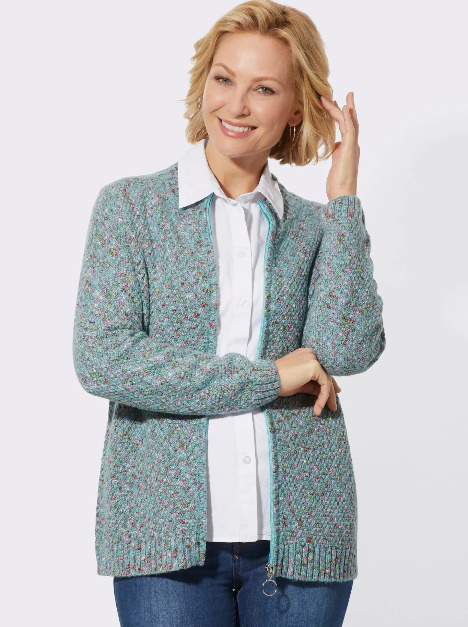 Strickjacke in Melange-Qualität