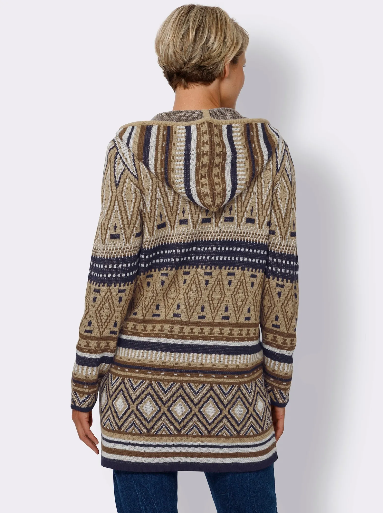 Strickjacke in Norweger-Jacquardmuster