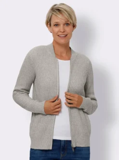 Strickjacke in Ripp-Optik, pflegeleicht