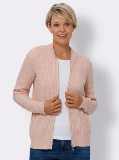 Strickjacke in Ripp-Optik, pflegeleicht