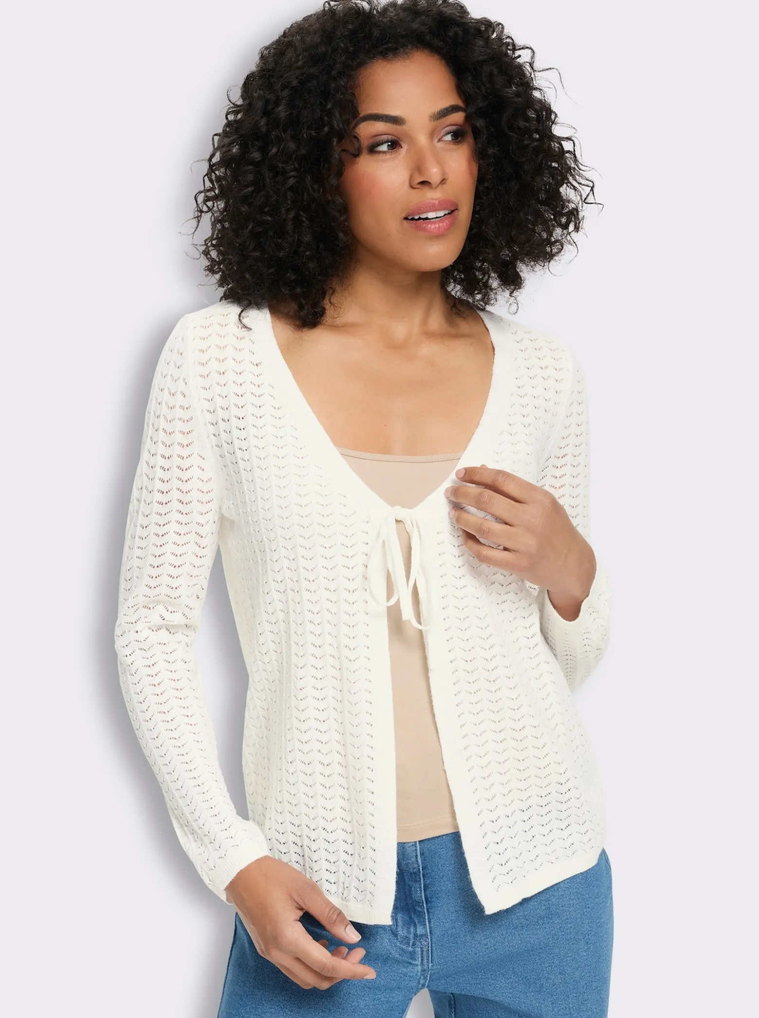Strickjacke mit Ajour-Muster