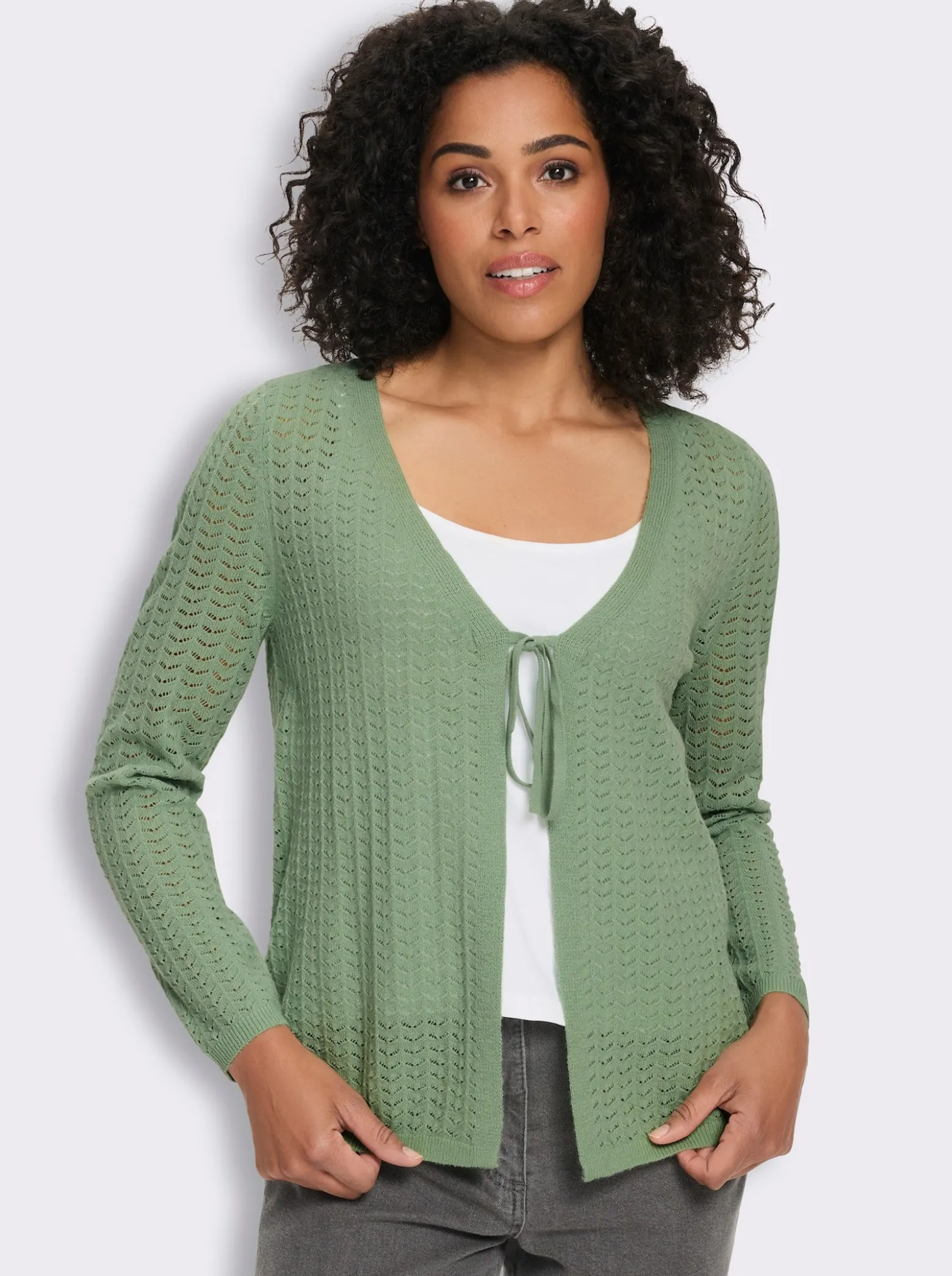 Strickjacke mit Ajour-Muster