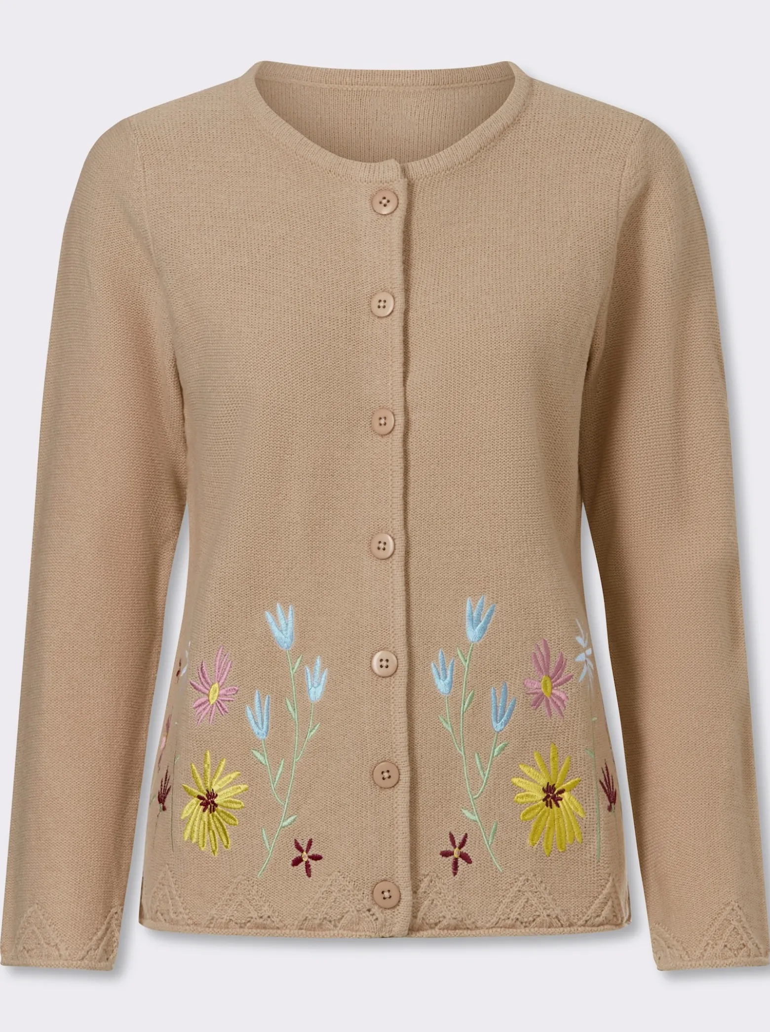 Strickjacke mit Blütenstickerei