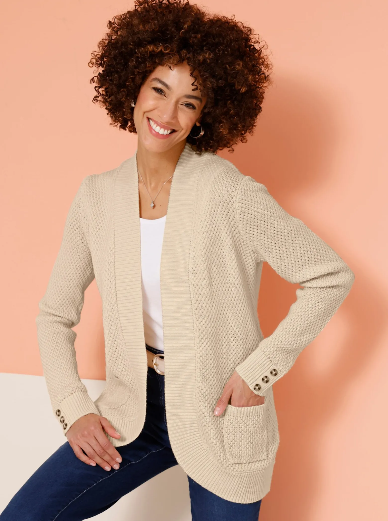 Strickjacke mit breiter Rippe