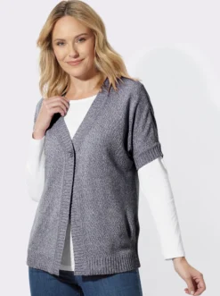 Strickjacke mit Fledermaus-Ärmeln