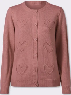 Strickjacke mit herzförmigem Strickmotiv