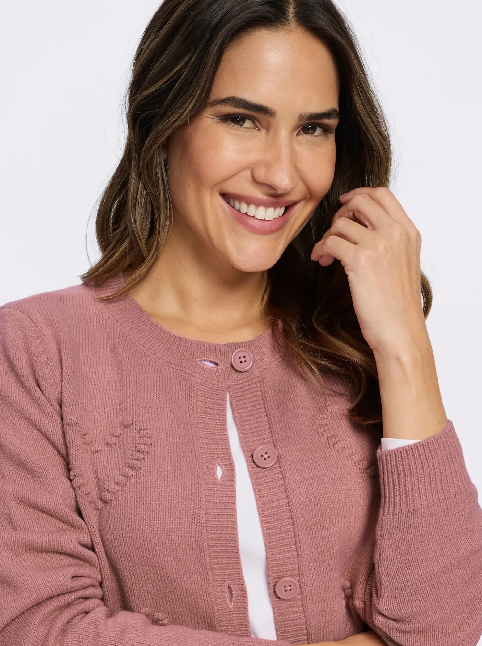 Strickjacke mit herzförmigem Strickmotiv