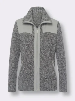 Strickjacke mit kontrastfarbigen Einsätzen