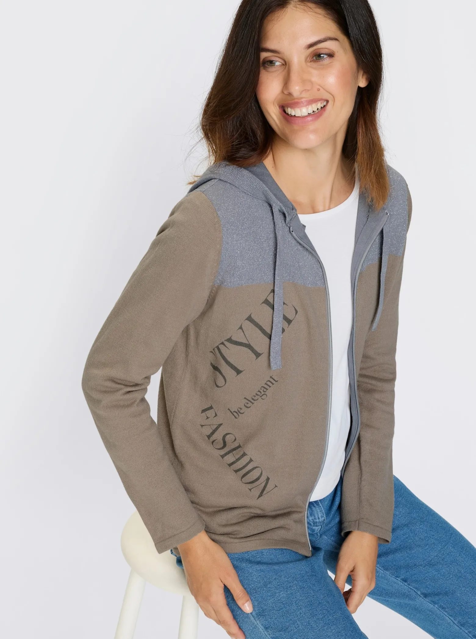 Strickjacke mit Lettering-Druck