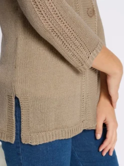 Strickjacke mit 3/4-Ärmeln