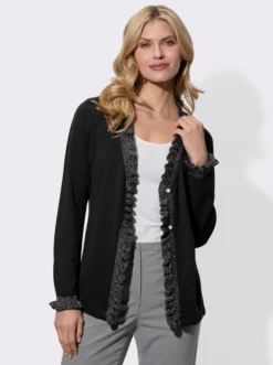 Strickjacke mit Rüschen