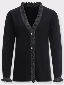 Strickjacke mit Rüschen