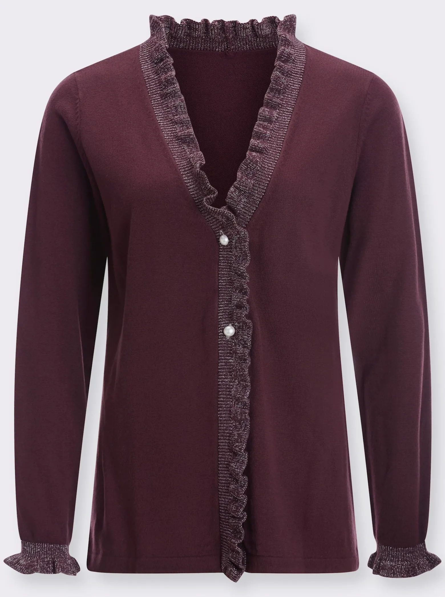Strickjacke mit Rüschen