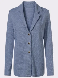Strickjacke mit silberfarbigem Glanzgarn